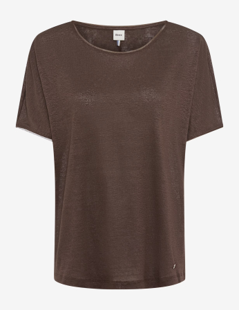 Articole femei - Tricou de in guler rotund femei BRAX CAELEN S maro