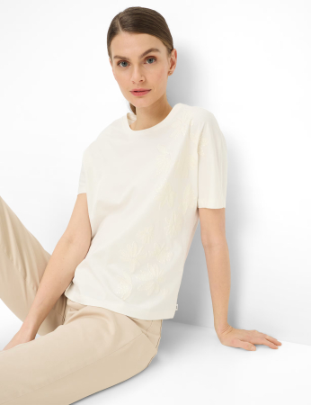 Tricou bumbac guler rotund femei BRAX CAELEN crem model floral [5]