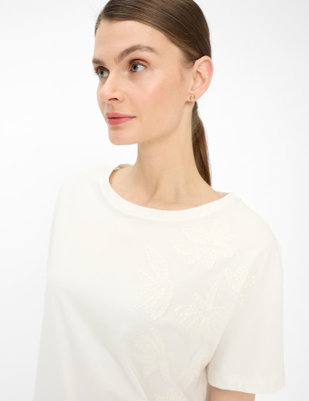 Tricou bumbac guler rotund femei BRAX CAELEN crem model floral [6]