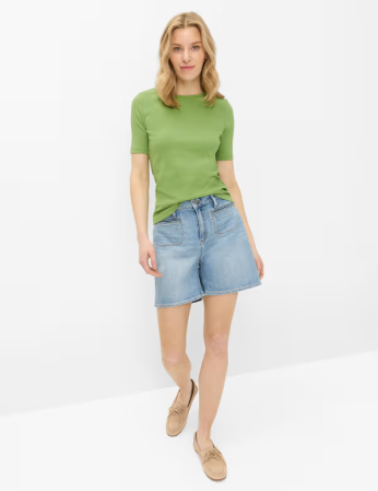 Tricou O Neck bumbac femei BRAX CARINA S verde [4]