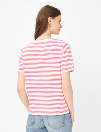 Tricou O Neck bumbac femei BRAX CIRA S  roz dungi [2]