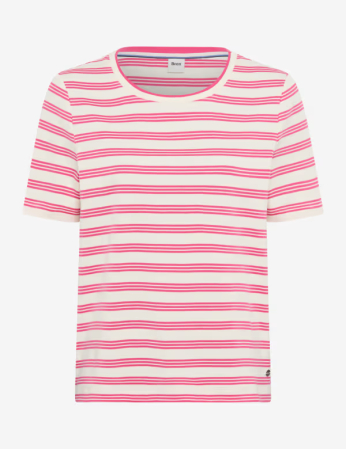 Articole femei - Tricou O Neck bumbac femei BRAX CIRA S  roz dungi