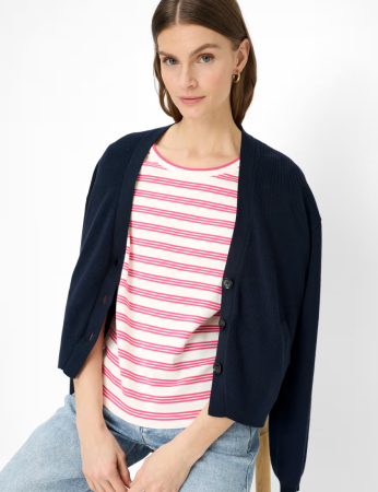 Tricou O Neck bumbac femei BRAX CIRA S  roz dungi [6]