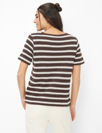 Tricou crosetat O Neck femei BRAX CIRA S maro dungi [2]