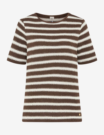 Articole femei - Tricou crosetat O Neck femei BRAX CIRA S maro dungi