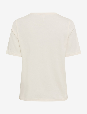 Tricou O Neck bumbac brodat CIRA S crem [1]