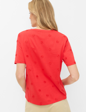 Tricou O Neck bumbac brodat femei BRAX CIRA S rosu [2]