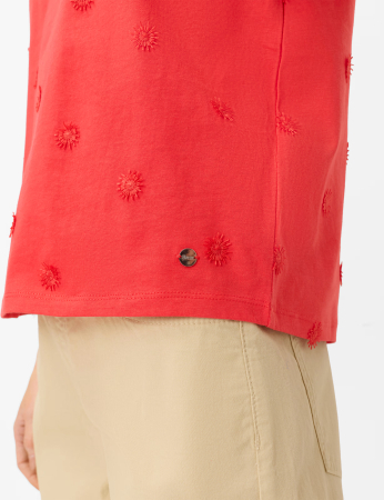 Tricou O Neck bumbac brodat femei BRAX CIRA S rosu [6]