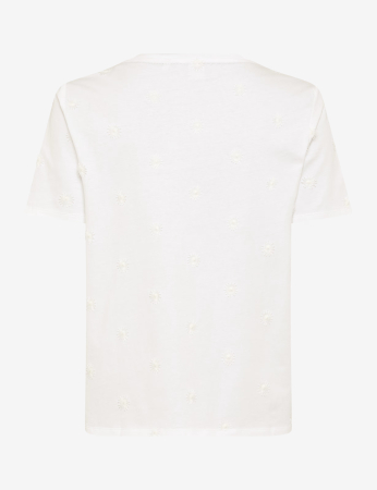 Tricou O Neck bumbac brodat femei BRAX CIRA S  alb [4]