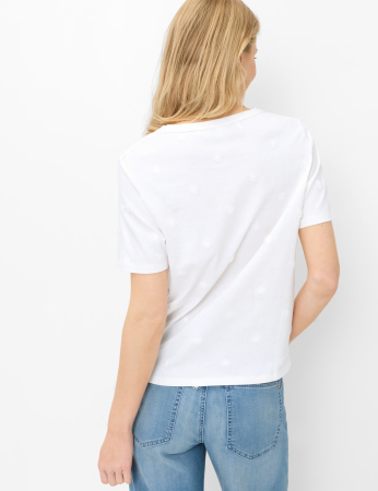 Tricou O Neck bumbac brodat femei BRAX CIRA S  alb [1]