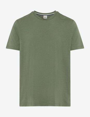 tricouri uni - Tricou O-neck bumbac barbati BRAX TED oliv