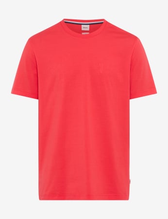 tricouri uni - Tricou O-neck bumbac barbati BRAX TED corai