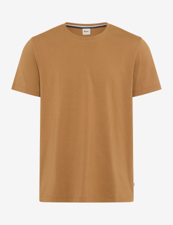 tricouri uni - Tricou O-neck bumbac barbati BRAX TED camel