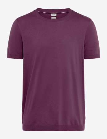 tricouri maneca scurta - Tricou O-neck bumbac barbati BRAX TED mov