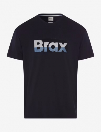 tricouri maneca scurta - Tricou O-neck bumbac barbati BRAX TED P bleumarin logo