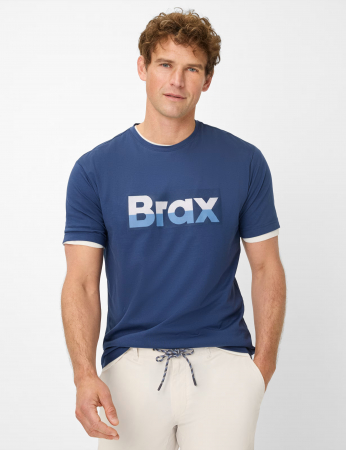 Tricou O-neck bumbac barbati BRAX TED P albastru logo [2]
