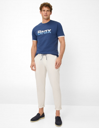 Tricou O-neck bumbac barbati BRAX TED P albastru logo [4]