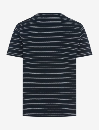 Tricou bumbac texturat O Neck barbati BRAX TJADE bleumarin dungi [6]