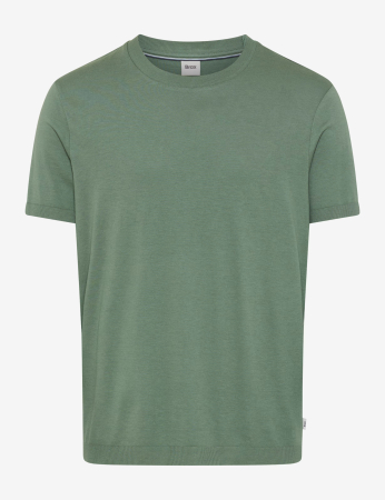 tricouri maneca scurta - Tricou O Neck bumbac/modal barbati BRAX TREVO verde