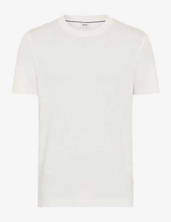 tricouri maneca scurta - Tricou O Neck bumbac/modal barbati BRAX TREVO alb