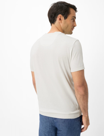 Tricou O Neck bumbac/modal barbati BRAX TREVO alb [3]