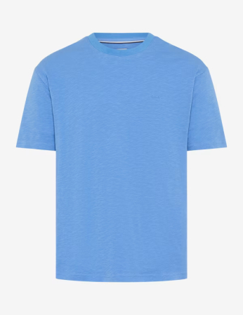 tricouri maneca scurta - Tricou O Neck bumbac barbati BRAX TROY albastru