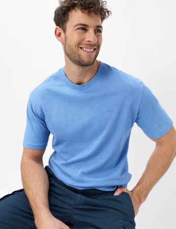 Tricou O Neck bumbac barbati BRAX TROY albastru [4]