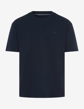 tricouri maneca scurta - Tricou O Neck bumbac barbati BRAX TROY bleumarin