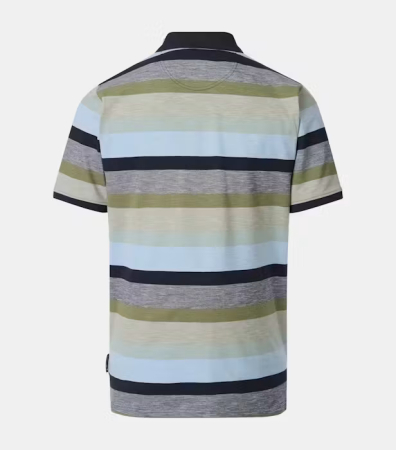 Tricou polo bumbac barbati CASA MODA oliv/bleu dungi [1]