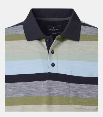 Tricou polo bumbac barbati CASA MODA oliv/bleu dungi [2]