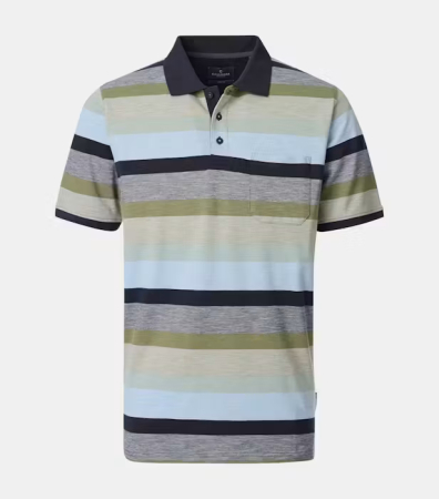tricouri dupa stil - Tricou polo bumbac barbati CASA MODA oliv/bleu dungi