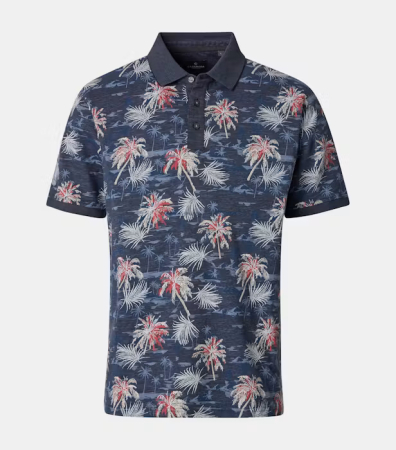 tricouri polo - Tricou polo bumbac barbati CASA MODA bleumarin print estival