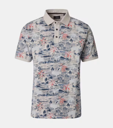 tricouri polo - Tricou polo bumbac barbati CASA MODA bej print estival