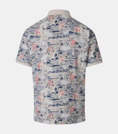 Tricou polo bumbac barbati CASA MODA bej print estival [1]