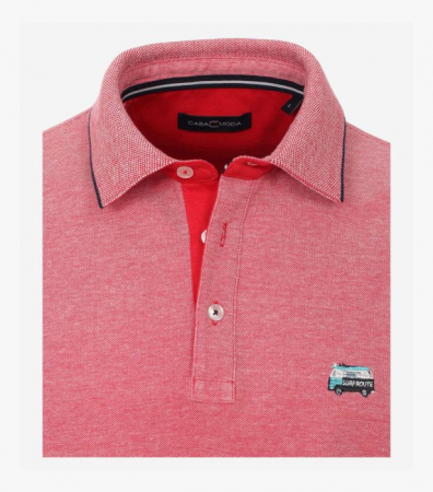 Tricou polo bumbac barbati CASA MODA rosu broderie Surf Route [3]