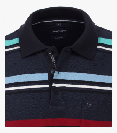 Tricou polo barbati CASA MODA dungi bleumarin/turcoaz [2]