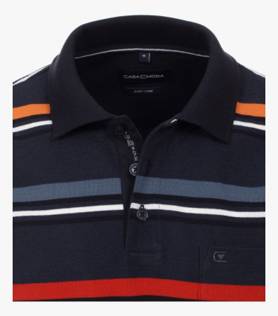 Tricou polo barbati CASA MODA dungi bleumarin/portocaliu [2]