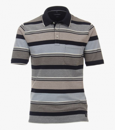 tricouri polo - Tricou polo bumbac barbati CASA MODA dungi bej/bleu