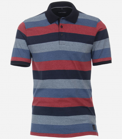 tricouri polo - Tricou polo bumbac barbati CASA MODA dungi visiniu/albastru
