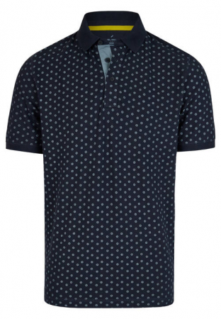 tricouri polo - Tricou polo bumbac barbati DANIEL HECHTER AOP bleumarin print hexagoane DH