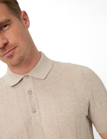 Tricou polo in/bumbac barbati BRAX PASCAL bej dungi [5]