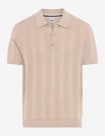 tricouri maneca scurta - Tricou polo in/bumbac barbati BRAX PASCAL bej dungi
