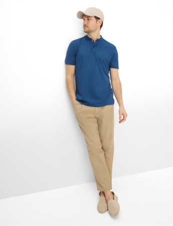 Tricou henley barbati BRAX PELE albastru [4]