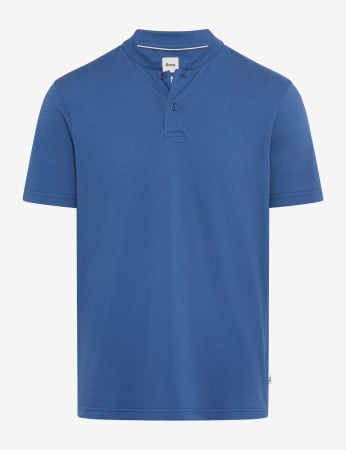 Tricouri - Tricou henley barbati BRAX PELE albastru