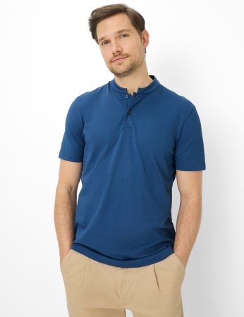 Tricou henley barbati BRAX PELE albastru [2]