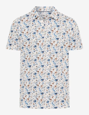 tricouri polo - Tricou polo barbati BRAX PEPE P alb print fbleumarin loral acuarela