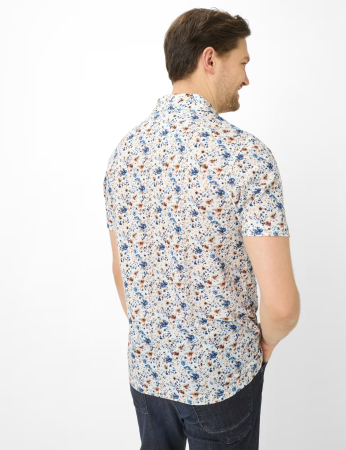 Tricou polo barbati BRAX PEPE P alb print fbleumarin loral acuarela [3]