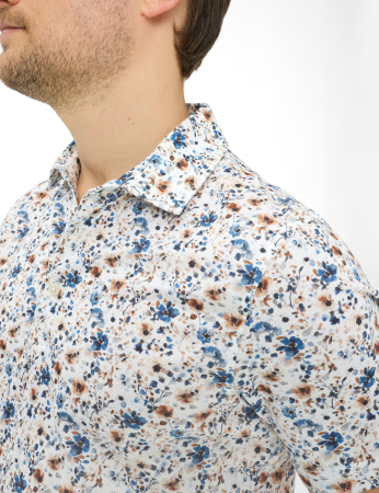 Tricou polo barbati BRAX PEPE P alb print fbleumarin loral acuarela [6]