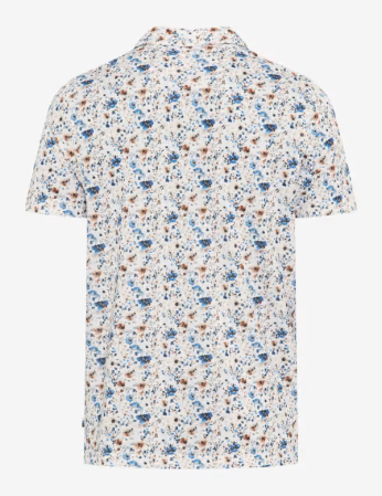 Tricou polo barbati BRAX PEPE P alb print fbleumarin loral acuarela [1]