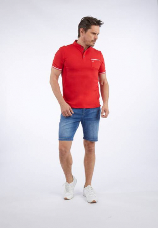 Tricou henley bumbac barbati DANIEL HECHTER Pique rosu [2]